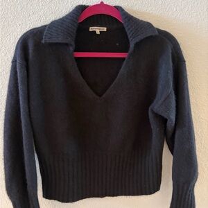 Reformation Deep Black V-Neck Sweater